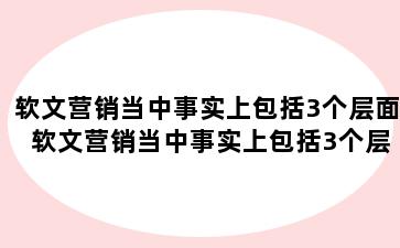 软文营销当中事实上包括3个层面 软文营销当中事实上包括3个层面的问题